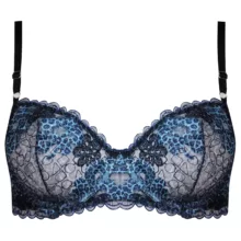 ست شورت و سوتین زنانه برتا مدل فنردار پلنگی کد 5104-4041-BLL رنگ آبی به همراه نگهدارنده جوراب