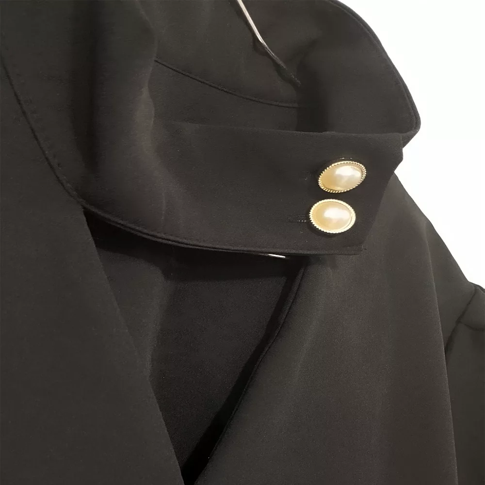 شومیز آستین بلند یقه دکمه دار زنانه مدل چپ و راستی رنگ مشکی