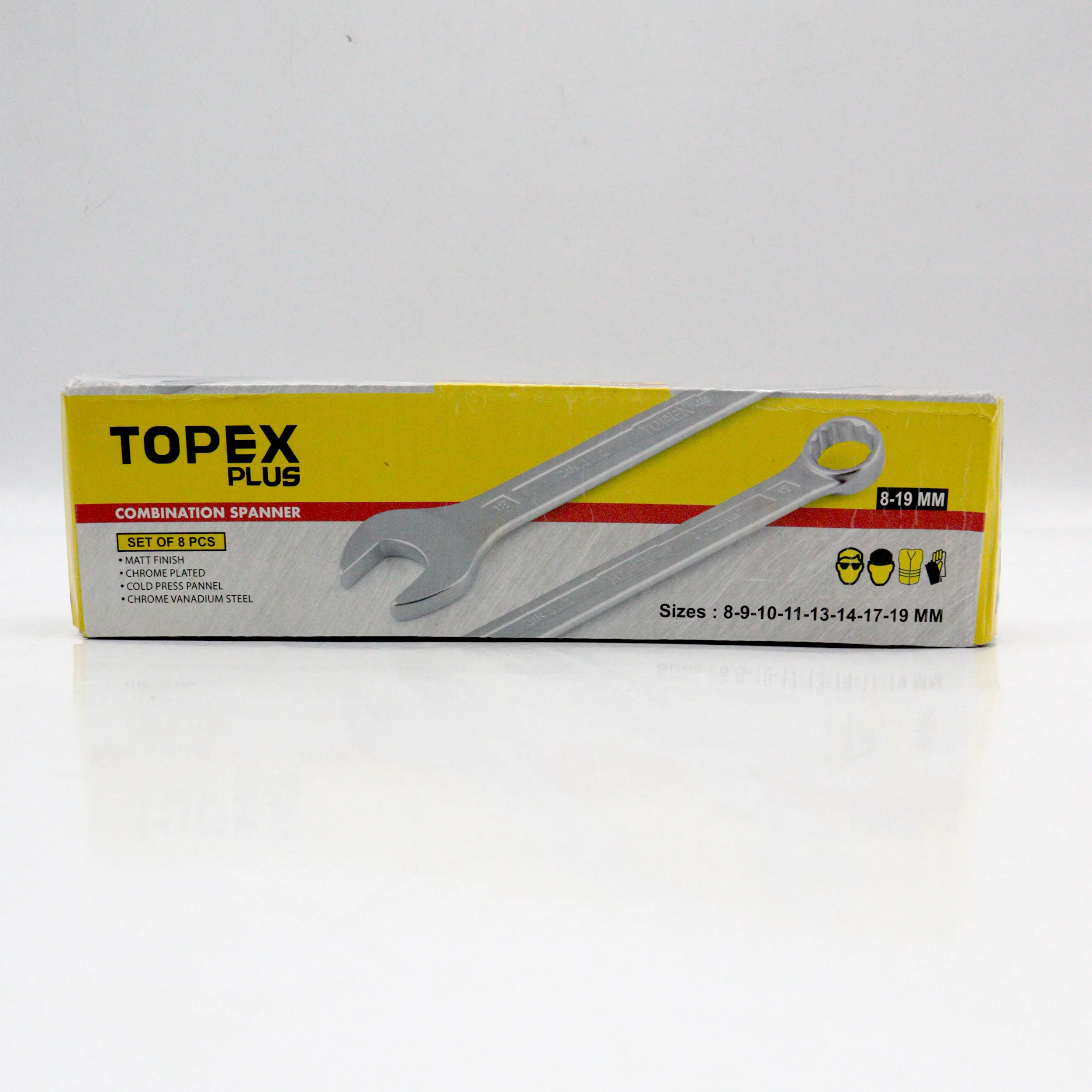 آچار یکسر تخت و یکسر رینگی تاپکس مدل YP-8-19MM مجموعه 8 عددی