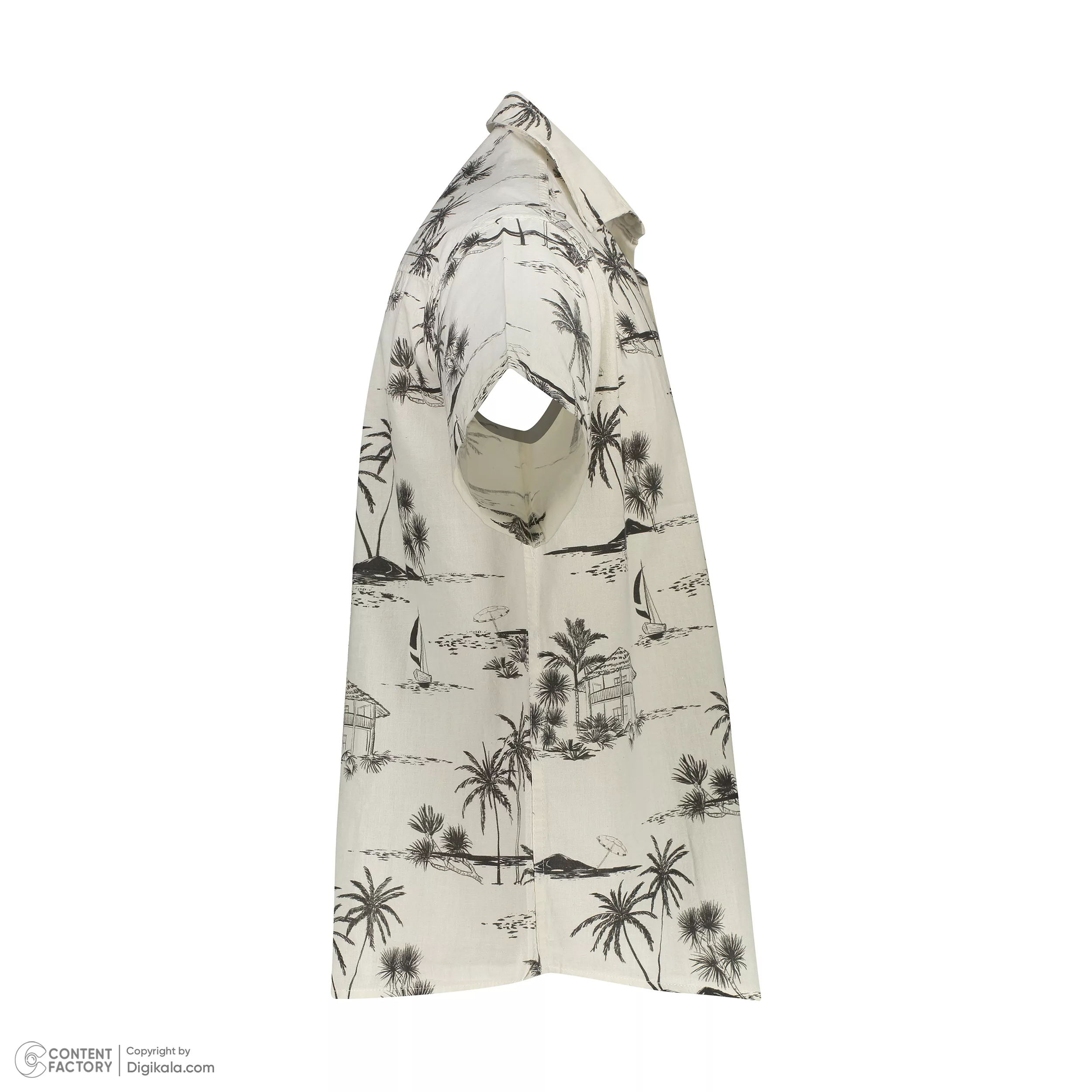 ست پیراهن آستین کوتاه و شلوارک راحتی مردانه مدل هاوایی نخل و کلبه