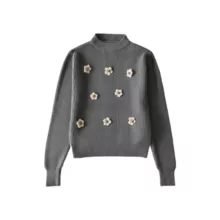 پلیور یقه گرد زنانه مدل گل برجسته g1