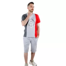 ست تی شرت و شلوارک مردانه آریان نخ باف مدل 17632