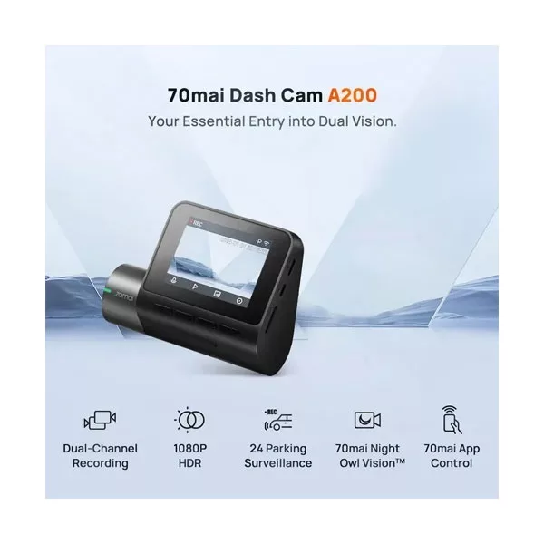 دوربین فیلم برداری خودروی سوِنتی مِی مدل 70mai dash cam A200 set دوربین جلو به همراه دوربین عقب