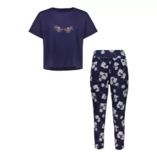 ست تی شرت آستین کوتاه و شلوار زنانه ناربن مدل 15211122 رنگ سرمه ای