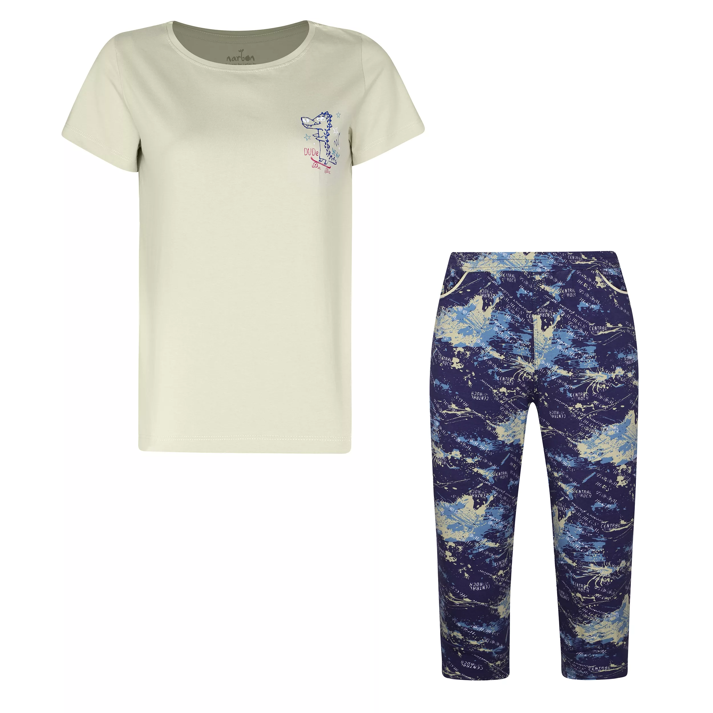 ست تی شرت آستین کوتاه و شلوارک راحتی زنانه ناربن مدل 15211146