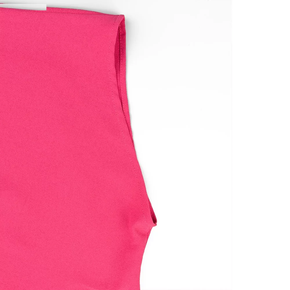 بلوز آستین کوتاه یقه دراپه زنانه مدل SB-SS-304448 رنگ سرخابی