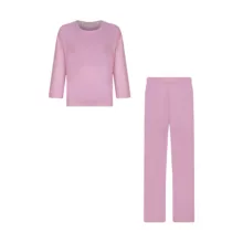 ست تیشرت آستین بلند و شلوار زنانه افراتین مدل 6589 رنگ صورتی