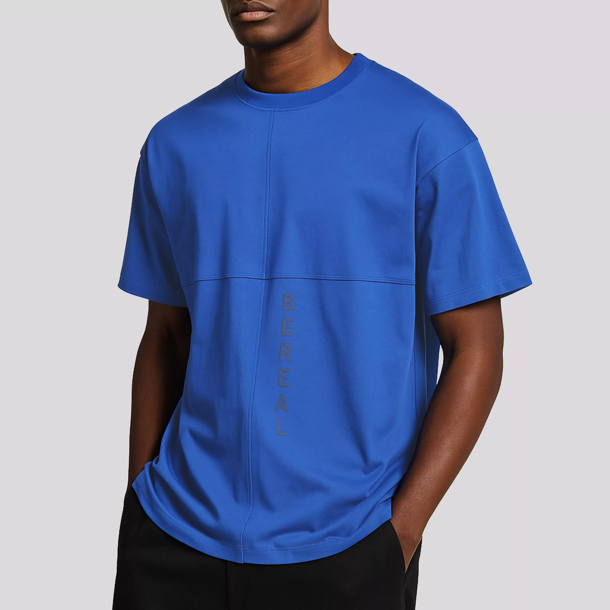 تی شرت اورسایز مردانه باینت مدل 816-2 رنگ آبی شالی