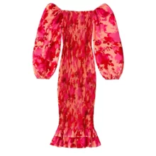 پیراهن یقه قایقی زنانه مدل گلی کد 1 رنگ گلبهی