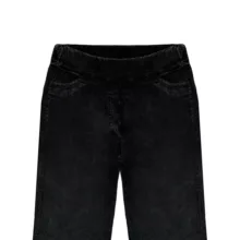 شلوار جین زنانه مدل نیم بگ کاغذی رنگ ذغالی