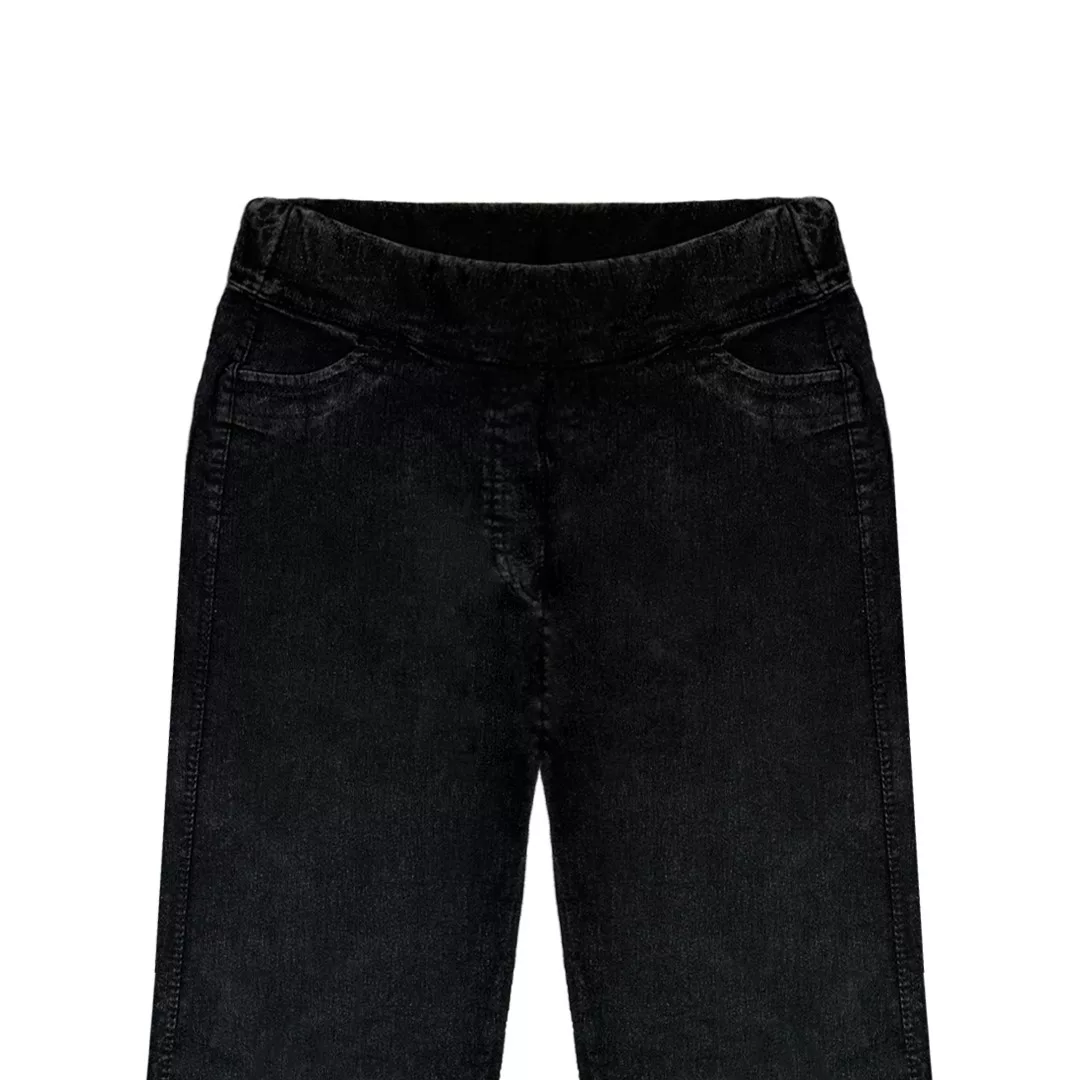 شلوار جین زنانه مدل نیم بگ کاغذی رنگ ذغالی