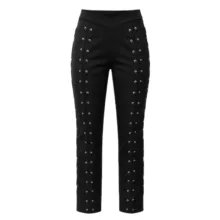 شلوار راسته زنانه مدل بندی ضربدری رنگ مشکی