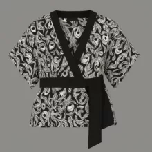 بلوز آستین کوتاه یقه هفت زنانه کد 28195