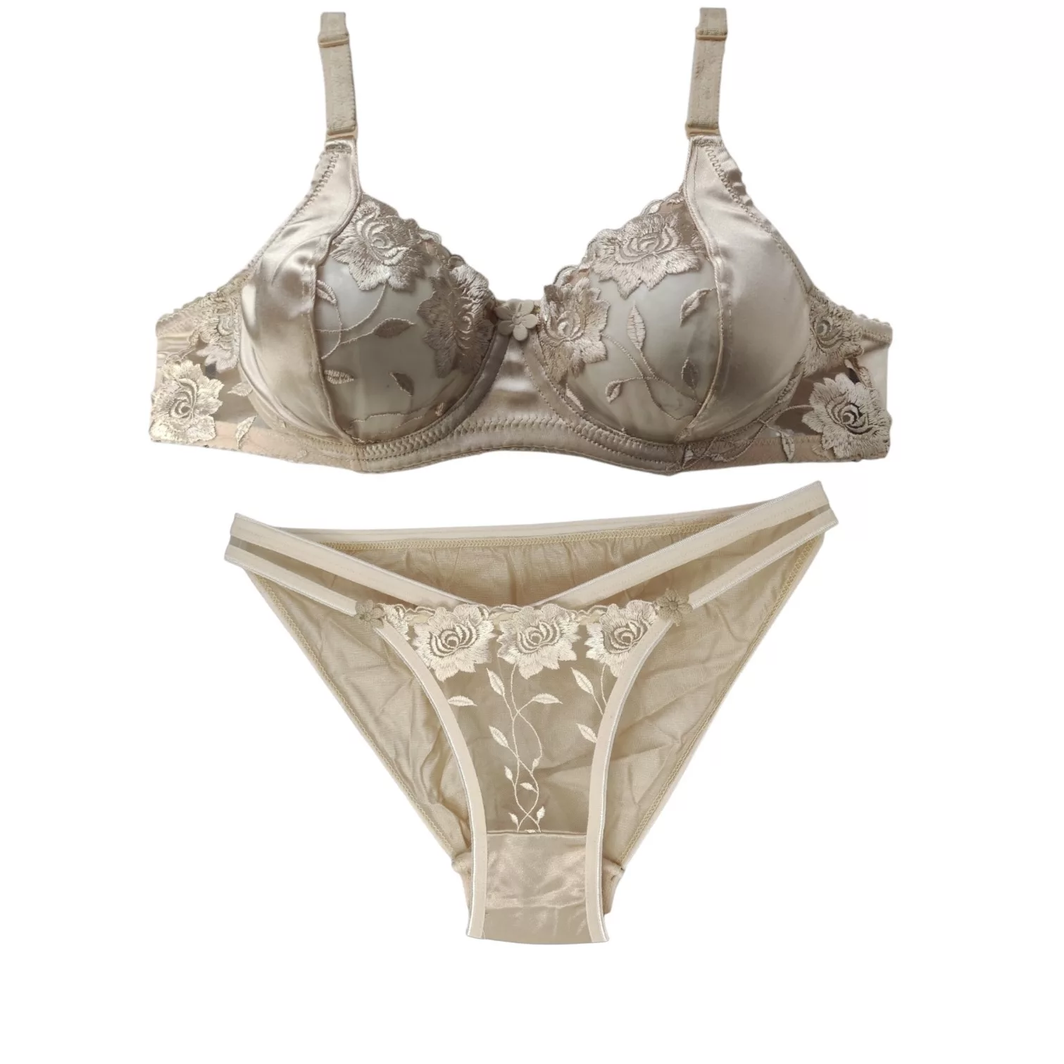 ست شورت و سوتین زنانه شبتاب کد 800 رنگ کرم