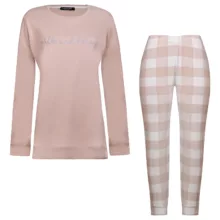 ست بلوز و شلوار زنانه لین مدل نخ پنبه کد 5196-149 رنگ گلبهی روشن