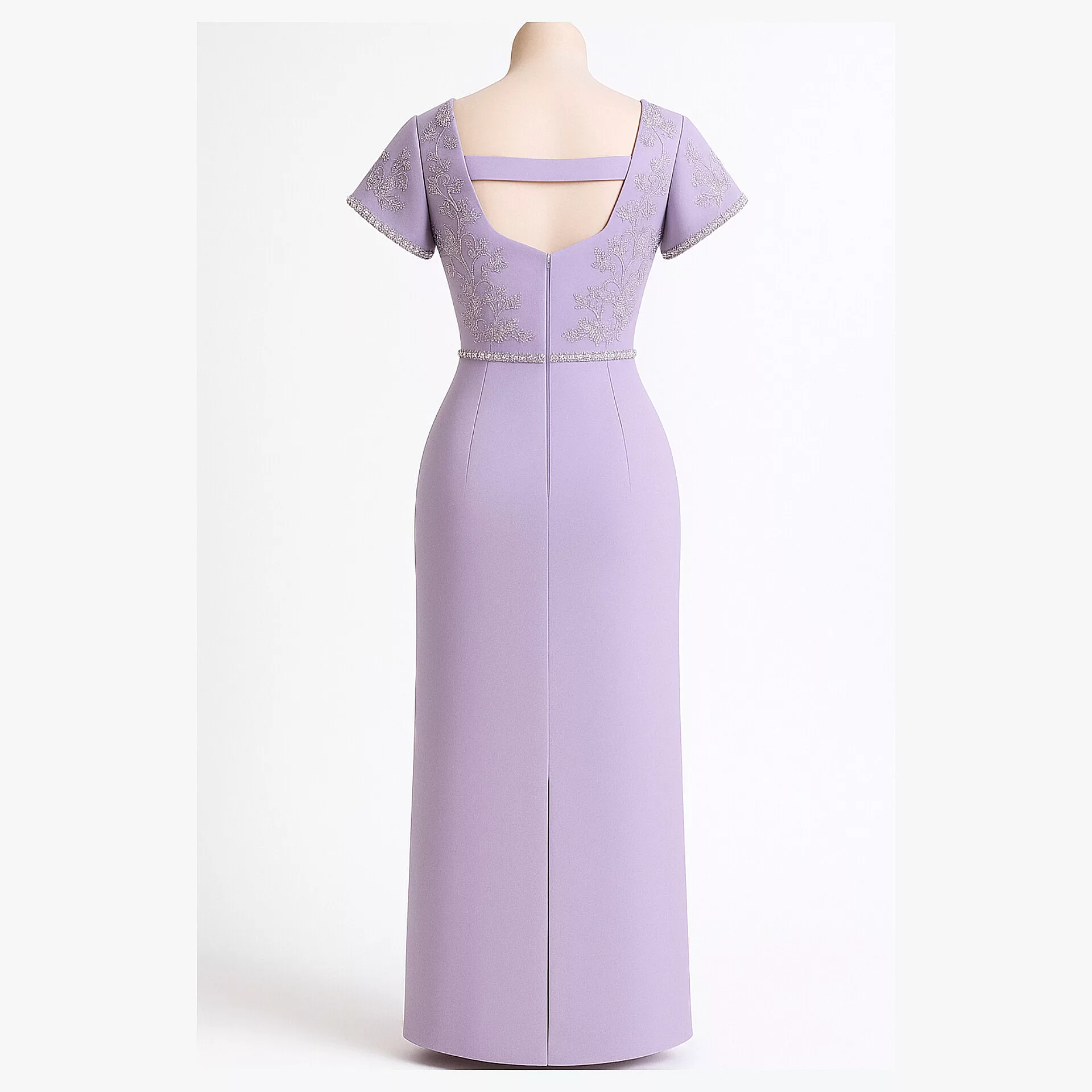 پیراهن یقه خشتی زنانه مدل نگیندار گلدوزی رنگ یاسی