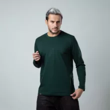 تی شرت آستین بلند مردانه باینت مدل 513-20 رنگ سبز تیره