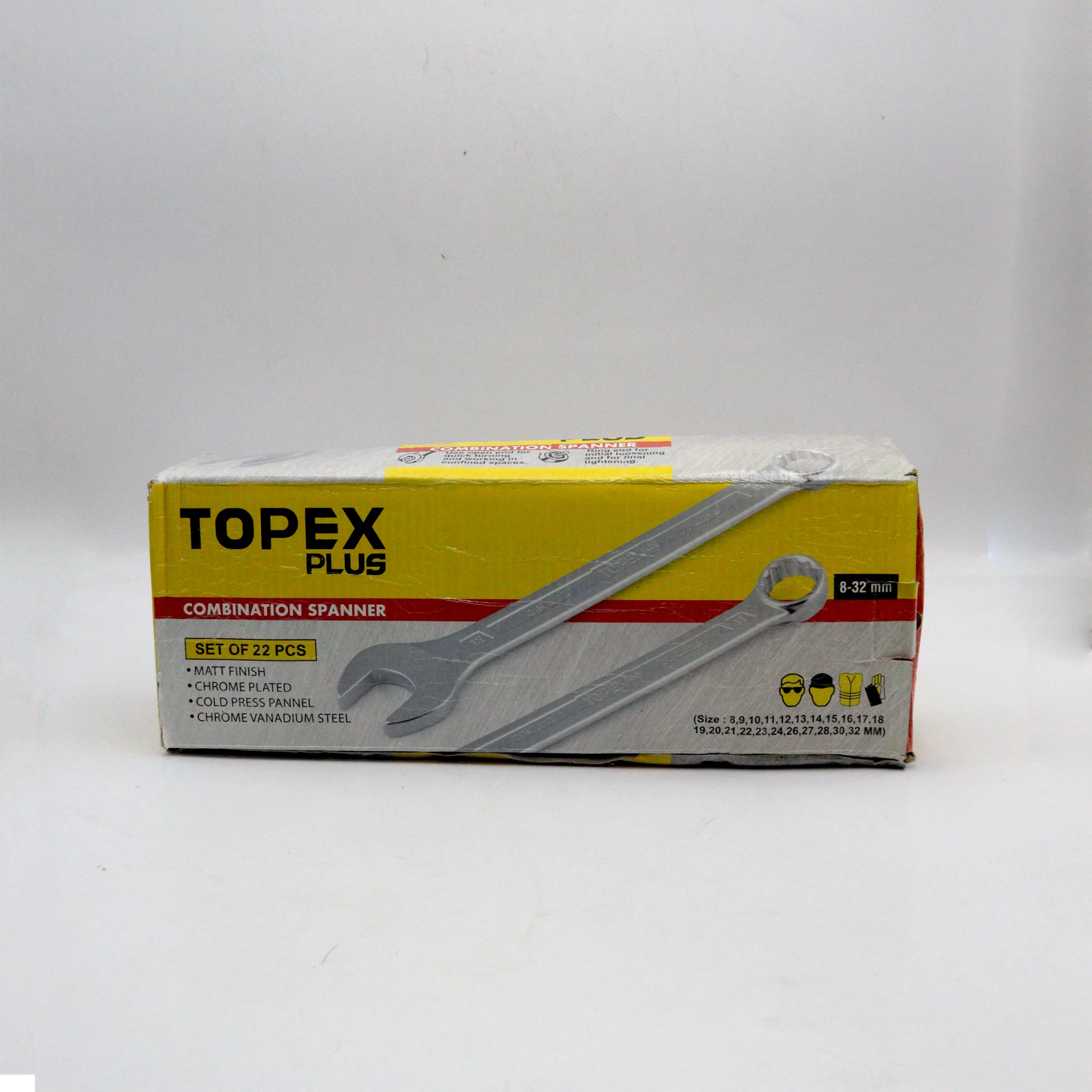 آچار یکسر تخت و یکسر رینگی تاپکس مدل YP-8-32MM مجموعه 22 عددی