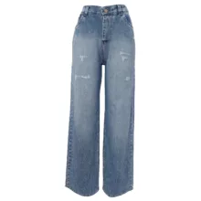 شلوار جین بگ زنانه کد 201281 رنگ آبی تیره