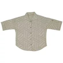 شومیز آستین کوتاه یقه برگردان زنانه مدل مجلسی رنگ کرم