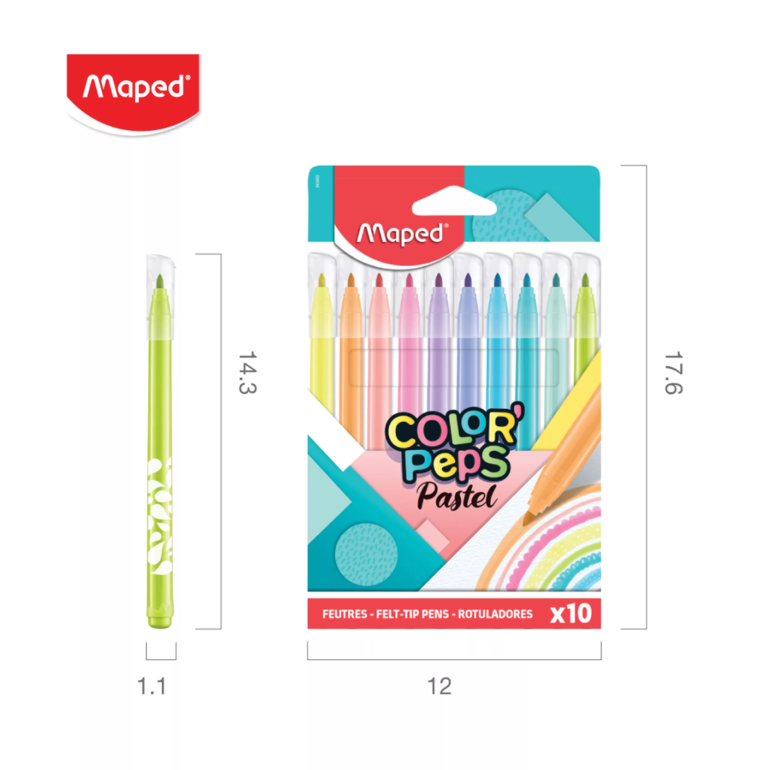 ماژیک رنگ آمیزی مپد مدل پاستیلی به همراه دفتر رنگ آمیزی بسته 12 عددی