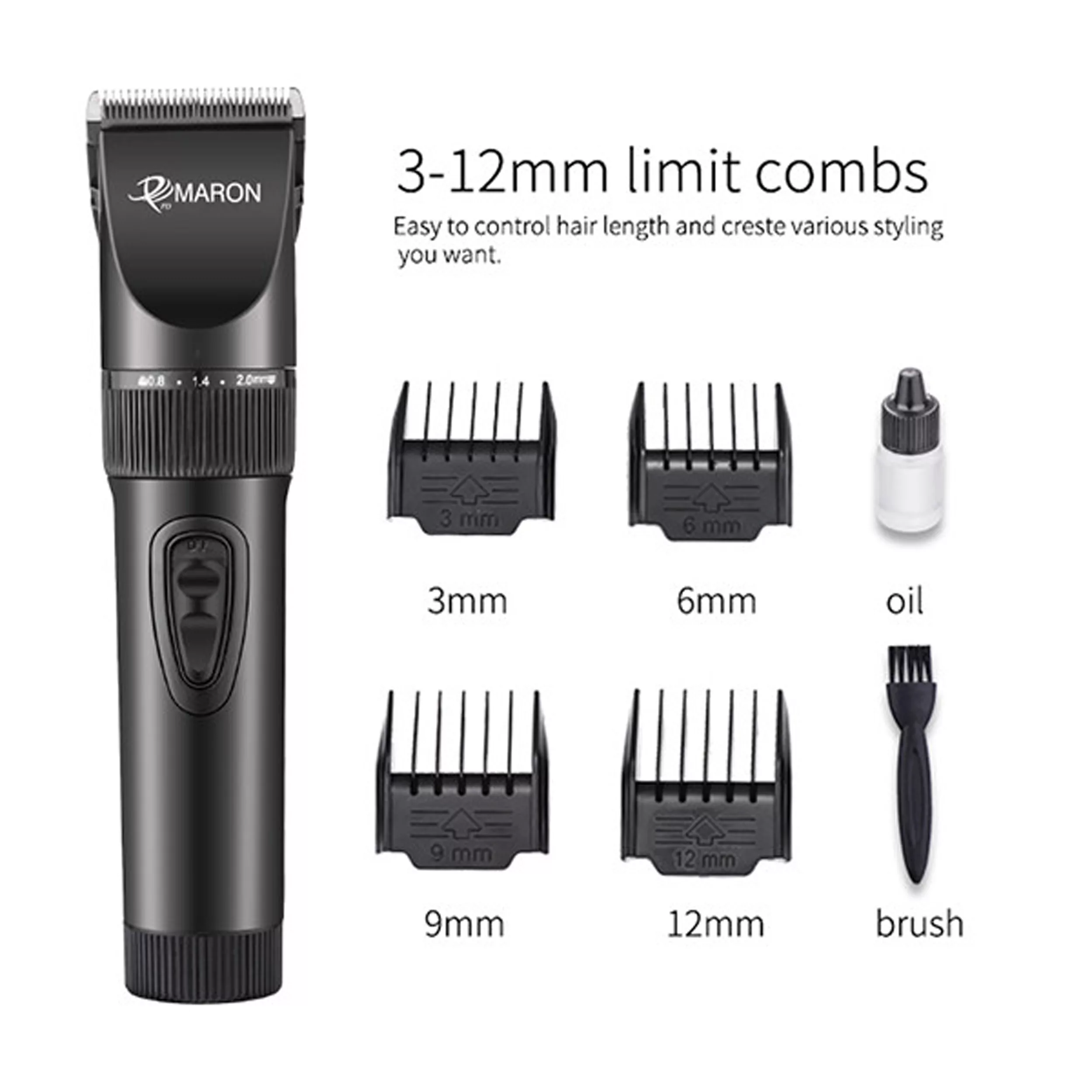 ماشین اصلاح موی سر و صورت پرومارون مدل RL707، اصلاح به صورت صفر زن و خط زن، منبع انرژی با برق و باتری، تکنولوژی اصلاح به صورت تریمر، مدت زمان شارژ 120 دقیقه و مدت زمان استفاده پس از شارژ 60 دقیقه، مقاوم در برابر آب، به همراه برس تمیزکننده و روغن