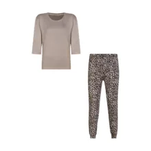 ست بلوز و شلوار زنانه افراتین مدل پلنگی کد 6599 رنگ خاکی