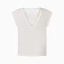 تی شرت آستین کوتاه زنانه اسمارا مدل کتان دانتل