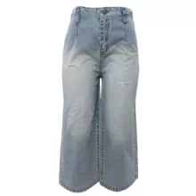 شلوار جین بگ زنانه مدل واید بگ کد 4027 رنگ آبی روشن