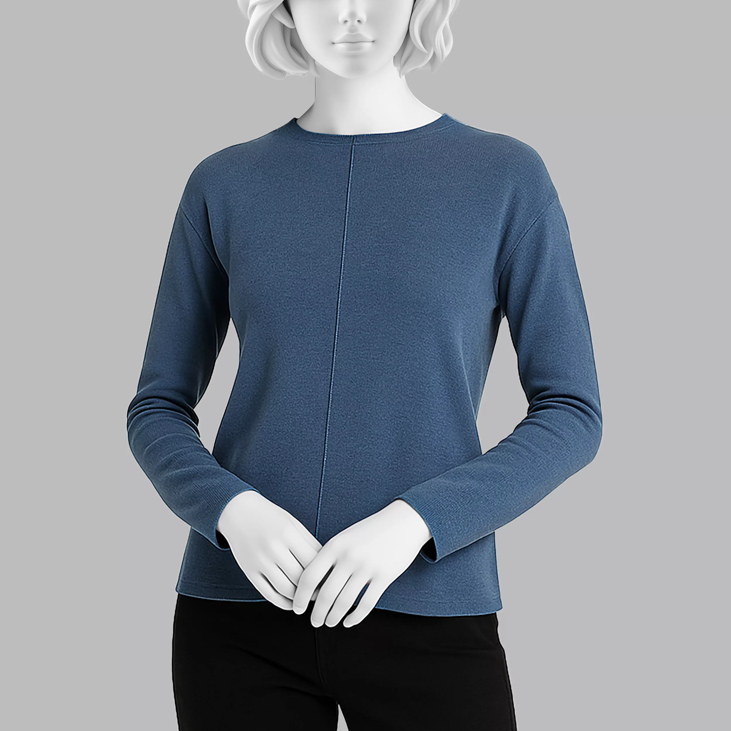 بلوز آستین بلند زنانه سرژه مدل 203529 رنگ آبی