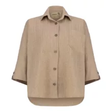 شومیز آستین بلند یقه برگردان زنانه السانا مدل کیناز کد 221608 رنگ کرم