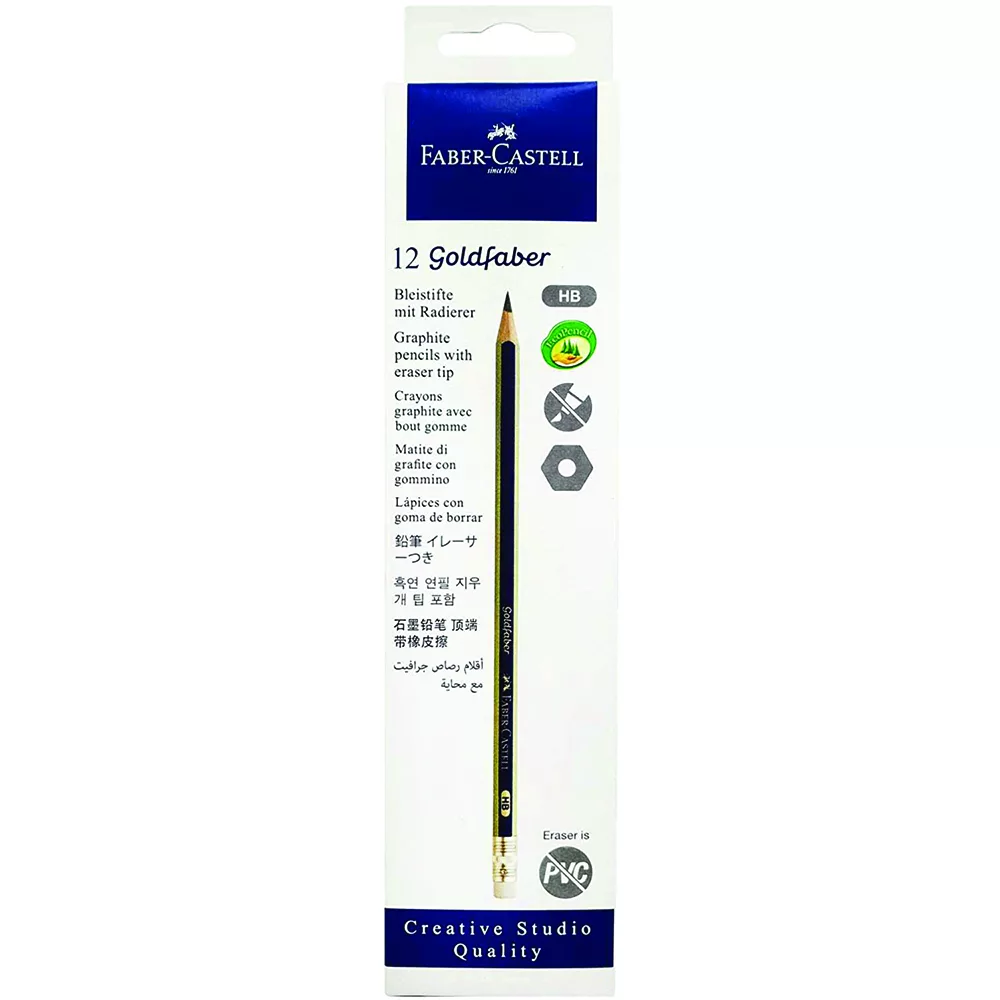 مداد طراحی فابر کاستل  مدل گلدفابر HB  بسته 12 عددی