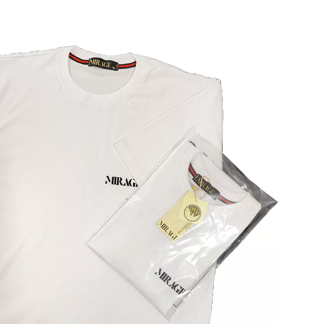 تیشرت لانگ آستین کوتاه مردانه میراژ مدل گلدوزی شده رنگ سفید