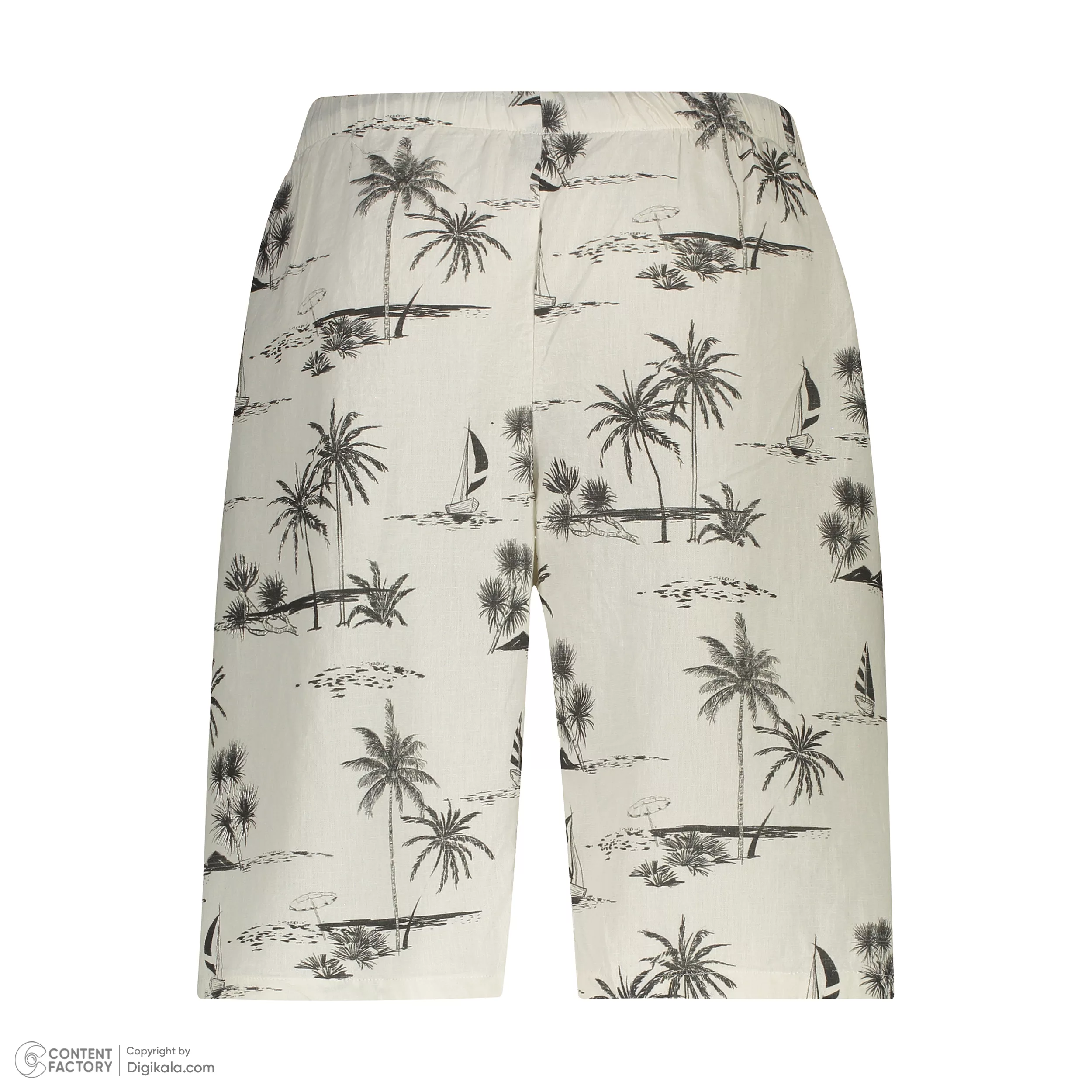 ست پیراهن آستین کوتاه و شلوارک راحتی مردانه مدل هاوایی نخل و کلبه