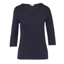 تی‌شرت آستین سه ربع زنانه اس.اولیور مدل یقه هفت رنگ سرمه‌ای