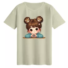 تی‌شرت لانگ آستین کوتاه زنانه مدل دخترک کد2 رنگ کرم