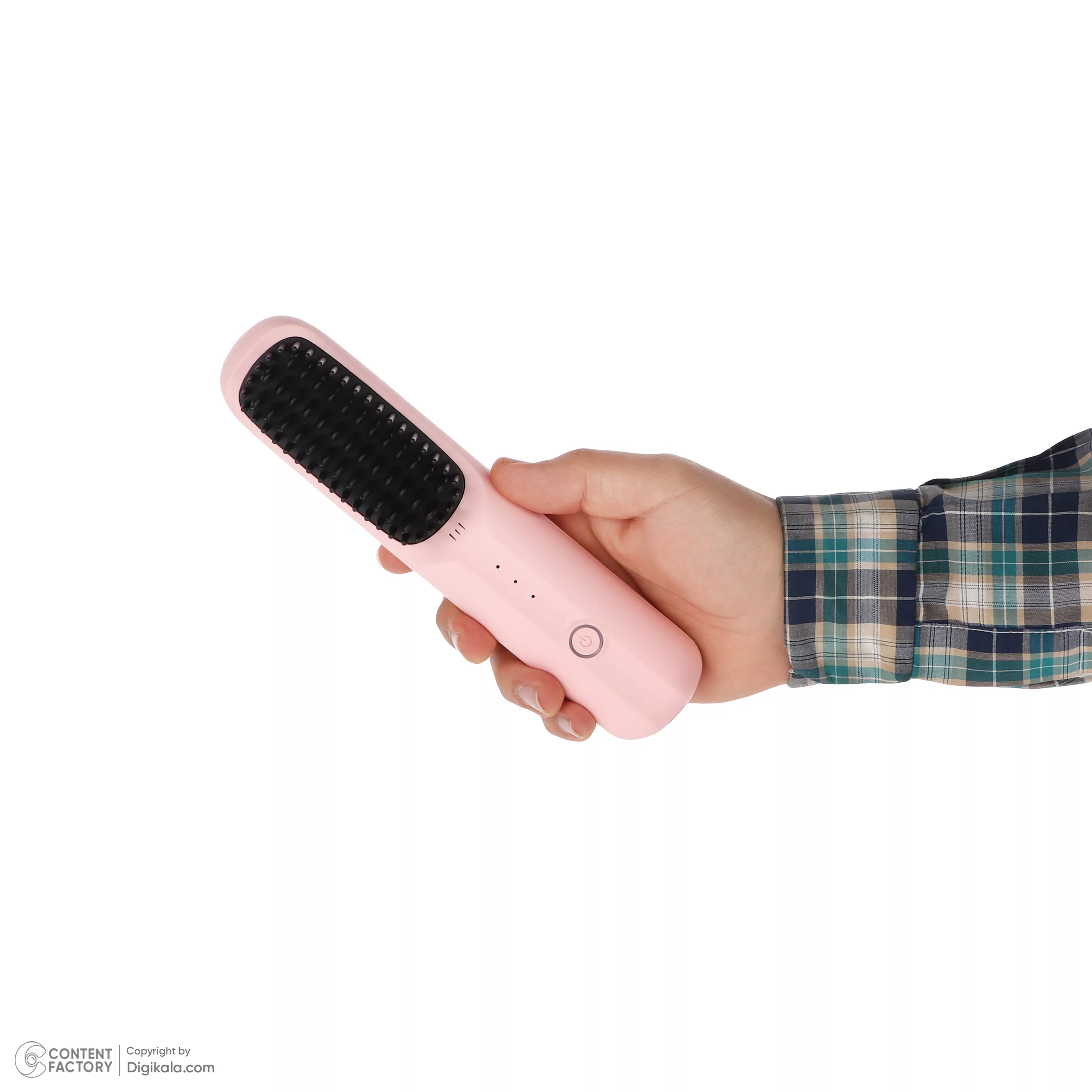 برس حرارتی مدل بی‌سیم کد S7، با صفحات متوسط از جنس سرامیک، دارای شانه و دو عدد کلیپس، گستره دما 180 تا 200 درجه سانتیگراد، به همراه کابل USB پنجاه سانتی‌متری