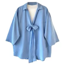 شومیز زنانه مدل پاپیونی رنگ آبی