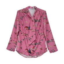 بلوز آستین بلند زنانه مدل کرپ فلور کرواتی کد ۵