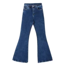 شلوار جین دم پا گشاد زنانه مدل 326 رنگ آبی تیره