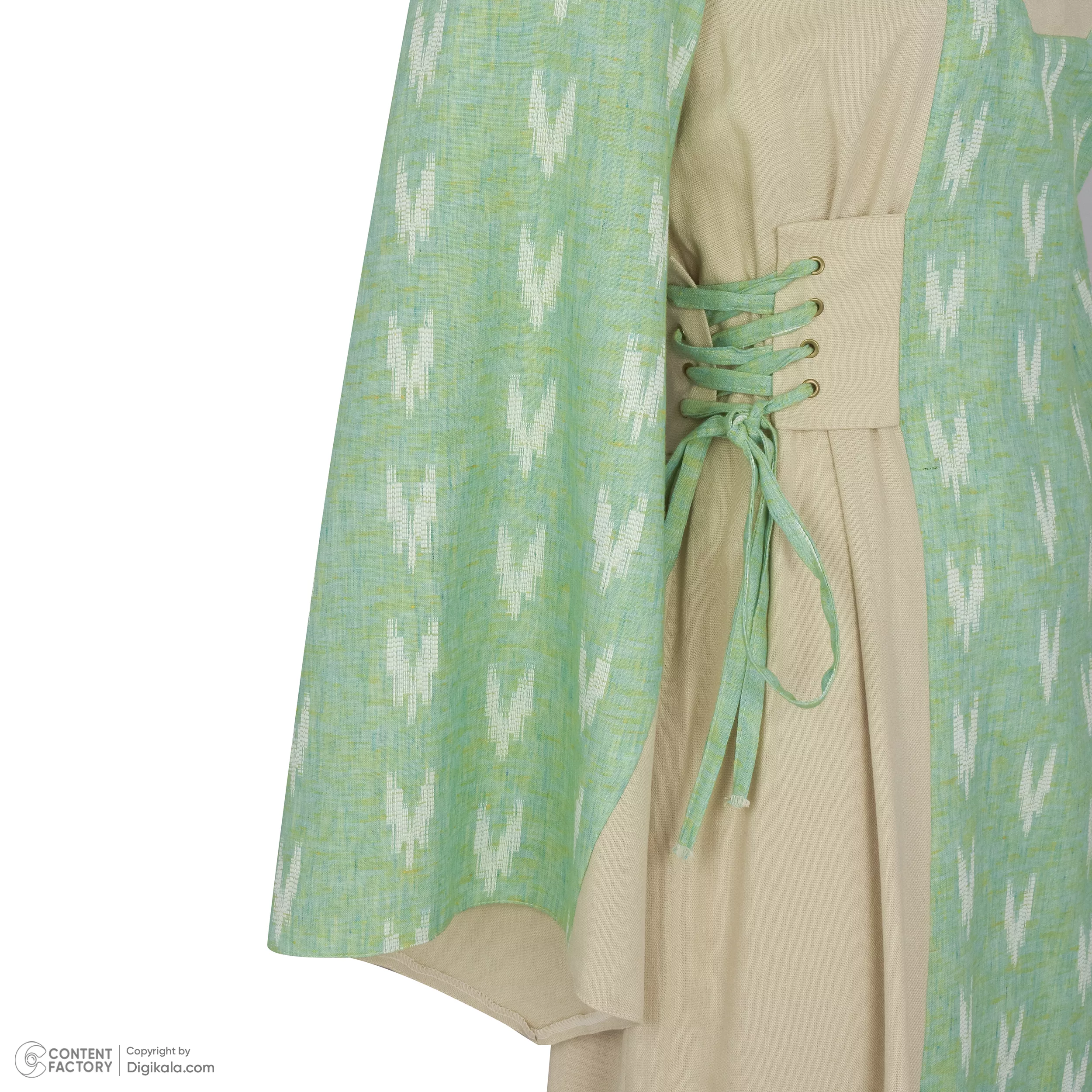 پیراهن یقه هفت زنانه گره استایل مدل P-170 رنگ سبز