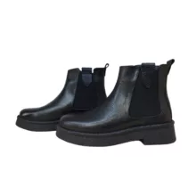 نیم بوت زنانه مدل چرم طبیعی کد ZNM 11 رنگ مشکی