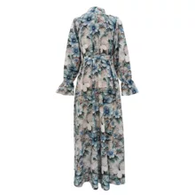 پیراهن ساحلی یقه برگردان زنانه مدل سه بعدی رنگ فیروزهای