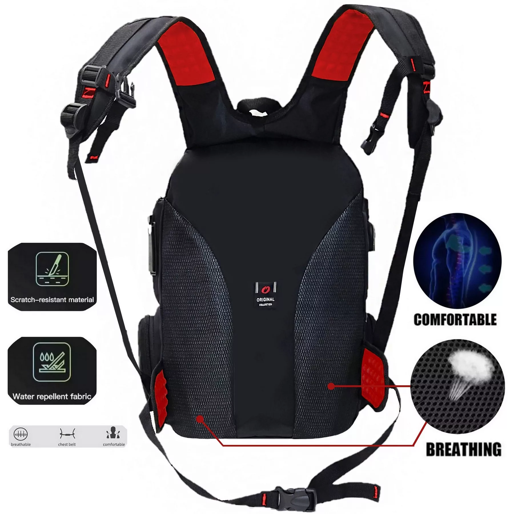 کوله پشتی لپ تاپ آنتلر مدل Black Rock مناسب برای لپ تاپ تا 17 اینچی