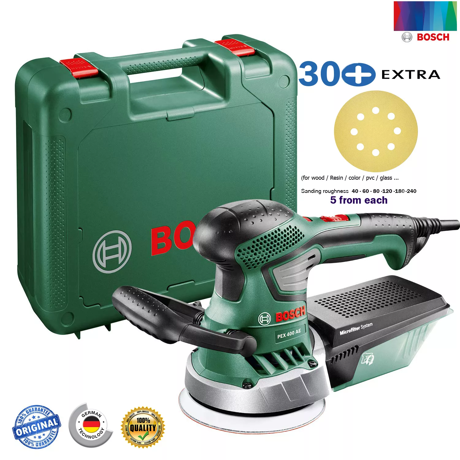 دستگاه سنباده زن بوش مدل PEX 400 AE + 30 Extra