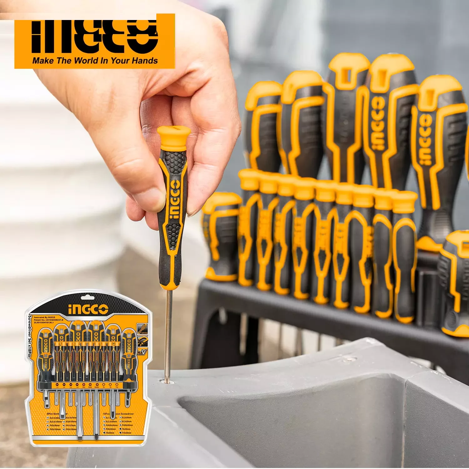 پیچ گوشتی اینکو مدل HKSD-1828 بسته 18 عددی