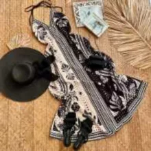 پیراهن ساحلی یقه هفت زنانه مدل 1939 رنگ مشکی