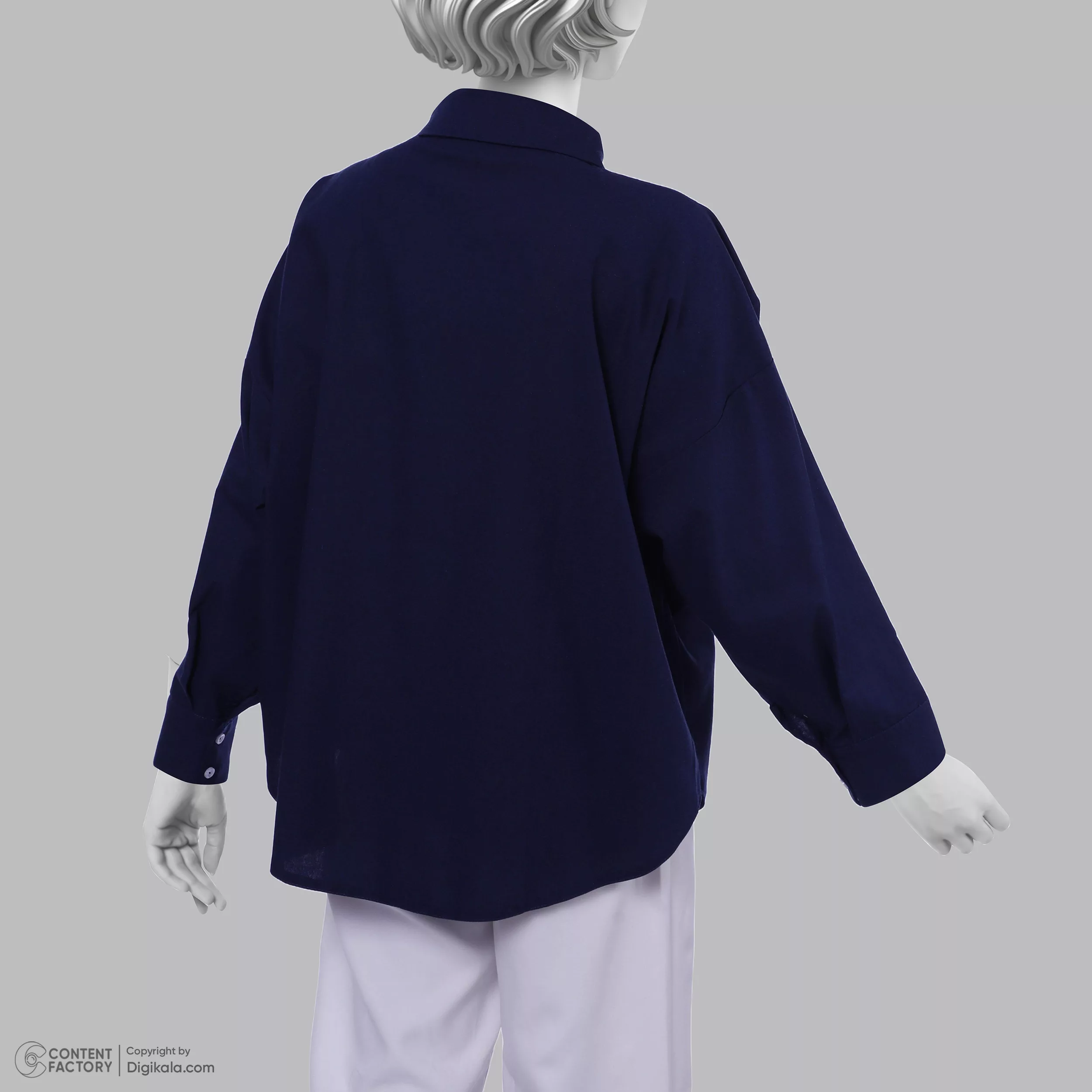 شومیز آستین بلند یقه برگردان زنانه دیجی استایل اسنشیال مدل cbK-44 رنگ سرمه ای