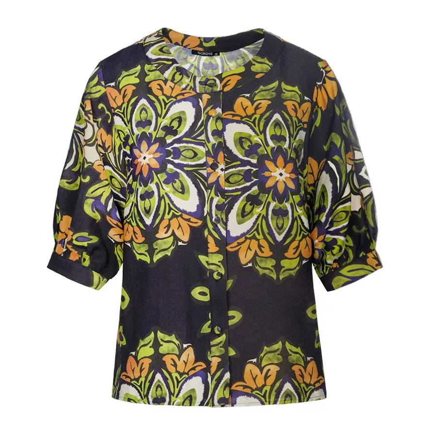 شومیز آستین سه ربع یقه گرد زنانه مدل SB-SS-307348 رنگ مشکی