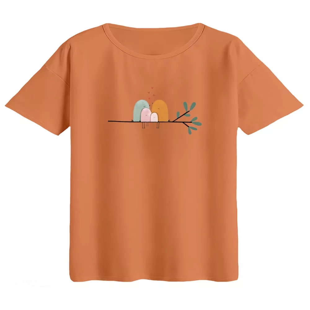 تی‌شرت  اورسایز آستین کوتاه زنانه مدل باکسی کیوت رنگ گلبهی